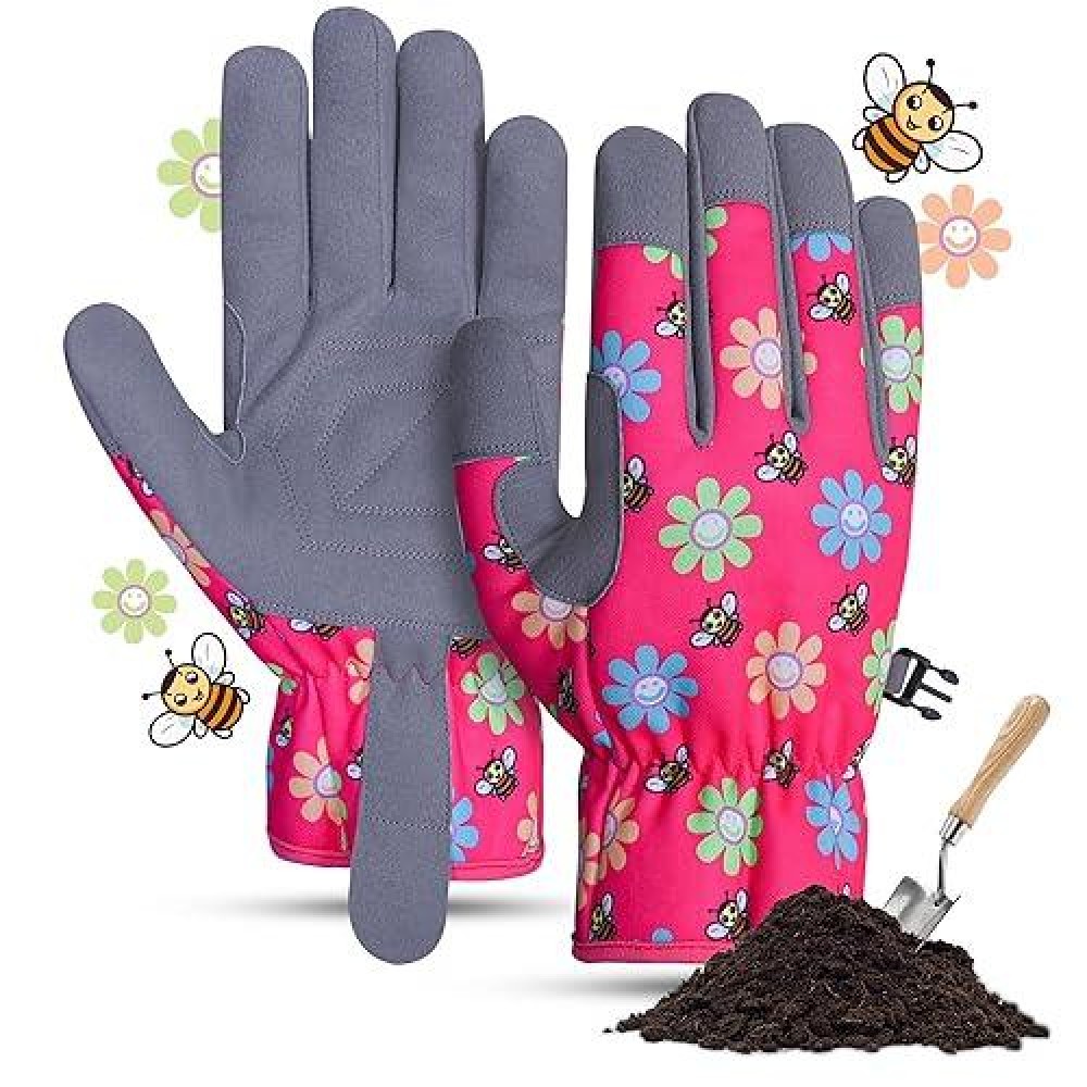 Saga Sports Kids Gardening Gloves Durable & Comfortable With Fun Design  Perfect For Little Kids  Ideal For All Activities (Pink  Large)