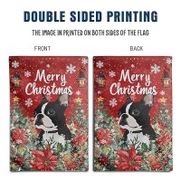 Christmas Boston Terrier Garden Flag Merry Christmas Dog Yard Flag For Outside Xmas Flags 12X18 Double Sided Red Poinsettia Gard