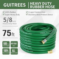 Guitrees 75Ft 58 Heavyduty Rubber Garden Hose 200Psi Working 1000Psi Burst Hotcold Water Fivelayered Braiding For Dur