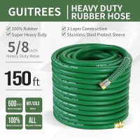 Guitrees 150Ft 58 Heavyduty Rubber Garden Hose 200Psi Working 1000Psi Burst Hotcold Water Fivelayered Braiding For Du