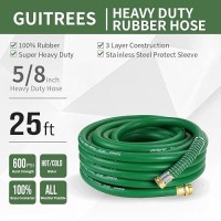 Guitrees 25Ft 58 Heavyduty Rubber Garden Hose 200Psi Working 1000Psi Burst Hotcold Water Fivelayered Braiding For Dur