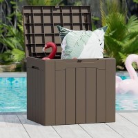 Greesum 31 Gal Resin Deck Box Outdoor Storage For Patio Garden Tools Pool Supplies Weatherproof And Uv Resistant Lockable Dar