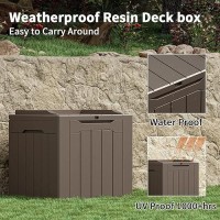 Greesum 31 Gal Resin Deck Box Outdoor Storage For Patio Garden Tools Pool Supplies Weatherproof And Uv Resistant Lockable Dar