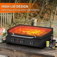 Skok 3 Burners Gas Griddle With Hoodoutdoor Propane Griddle Portable Flat Top Gas Grilltable Top Griddle Station With Side Sh