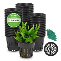 Growneer 50 Packs 3 Inch Net Cups Slotted Mesh Wide Lip With 10Pcs Plant Labels Heavy Duty Filter Plant Net Pot Bucket Basket Fo