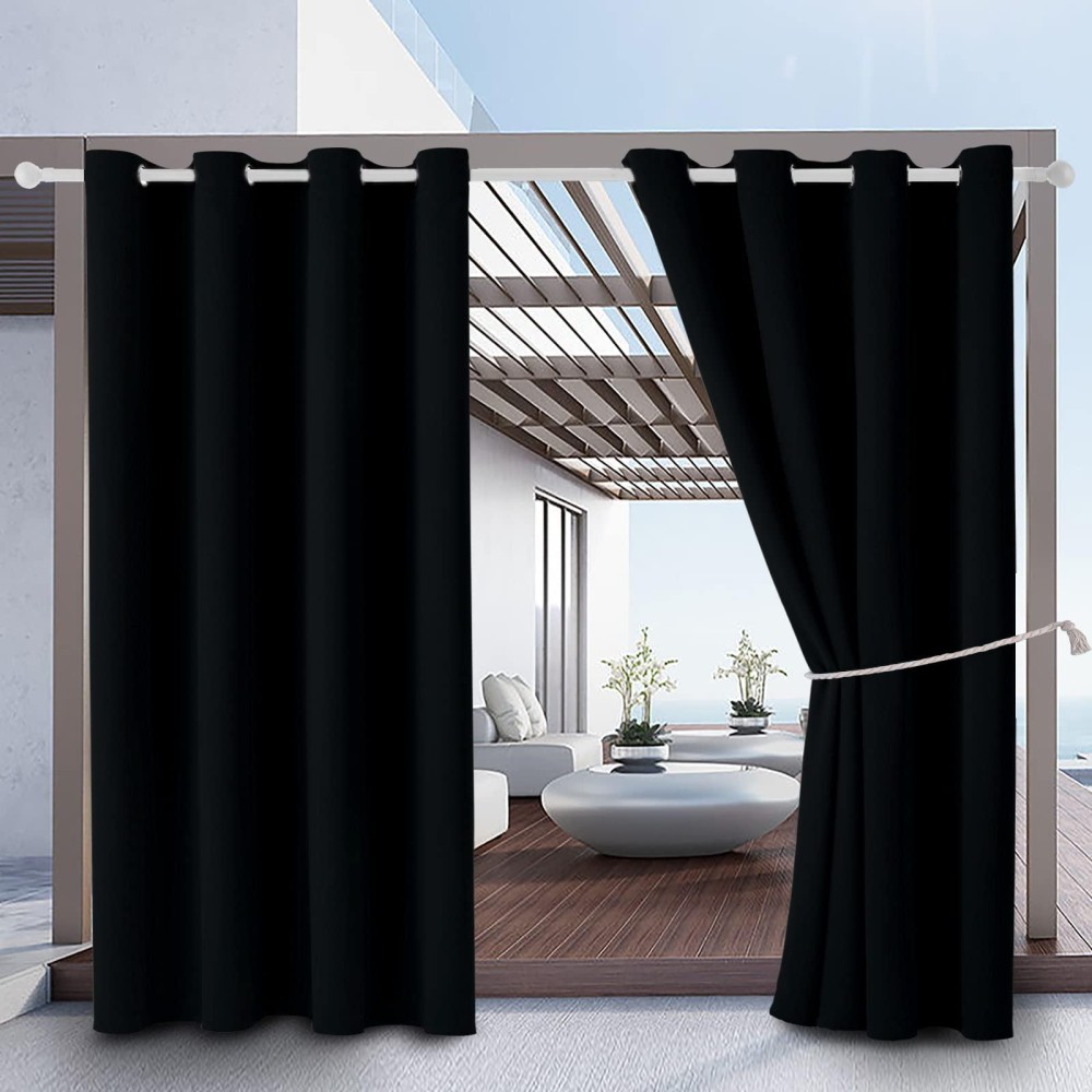 Waterproof Outdoor Curtain W52 X L84 Grommet Top Sunlight Blocking Window Treatment Drapes Blackout Curtains For Home Bedroom