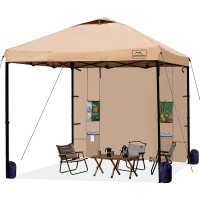 Kampkeeper 10X10 Canopy Tent With Pockets Sidewall Easy Pop Up Canopy Outdoor Shade With Vented Roof For Garden Commercial Outd