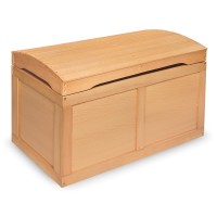 Badger Basket Kid'S Hardwood Barrel Top Toy Box Storage Chest With Safety Hinge - Natural