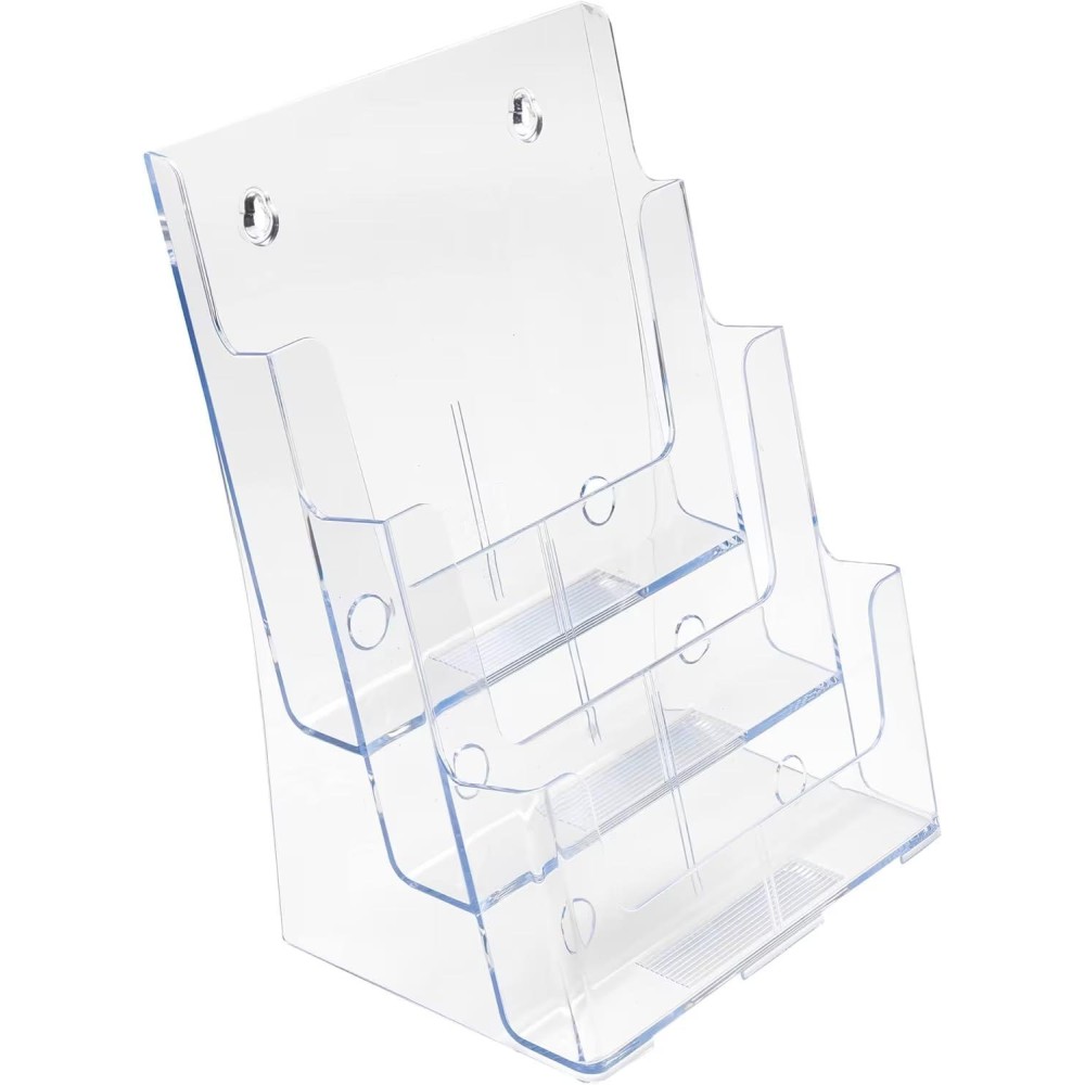 Deflecto 3-Compartment Docuholder, Magazine Size, 9.5W X 6.25D X 12.63, Clear