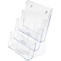 Deflecto 3-Compartment Docuholder, Magazine Size, 9.5W X 6.25D X 12.63, Clear