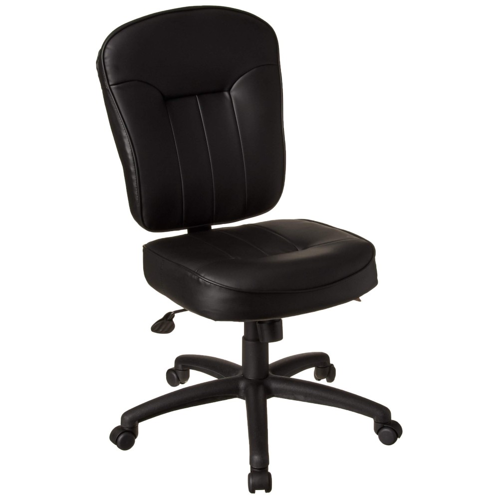 Boss Office Products Leather Adjustable Task Chair Without Arms, Black, B563