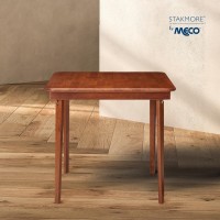 Meco Stakmore Straight Edge Solid Wood Folding Card Table, Folds To Deep 3.38 Inches For Easy Storage, 29.5H X 32