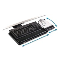 3M Under Desk Keyboard Tray, Turn Knob To Adjust Height And Tilt, Adjustable Tray And Mouse Platform To Enhance Egronomics, Includes Gel Wrist Rest And Precise Mouse Pad, 17.75