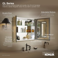 Kohler Kcbclc3026Fs Beveled Medicine Cabinet With Mirror Doors Adjustable Shelves Rectangular Beveled Edge Frame 30 X 26