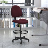 Flash Furniture Bruce Burgundy Fabric Drafting Chair (Cylinders: 22.5''-27''H Or 26''-30.5''H)