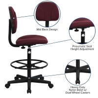 Flash Furniture Bruce Burgundy Fabric Drafting Chair (Cylinders: 22.5''-27''H Or 26''-30.5''H)