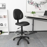 Boss Office Products Stand Up Caressoft Drafting Stool Without Arms In Black