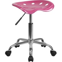 Flash Furniture Vibrant Pink Tractor Seat And Chrome Stool