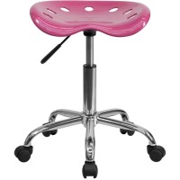Flash Furniture Vibrant Pink Tractor Seat And Chrome Stool