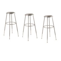 NPS 32-39 Height Adjustable Heavy Duty Vinyl Padded Steel Stool, Grey