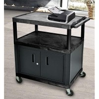 Luxor Lp40Ce-B Endura 3-Shelf Presentation Cart With Cabinet, 40-1/4