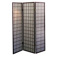 70 Tall 3Panel Screen Room Divider Japanese Style With Cherry Finish