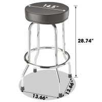 Big Red Torin Swivel Bar Stool Padded Garageshop Seat With Chrome Plated Legs Black 2874 Tall 185 Diameter