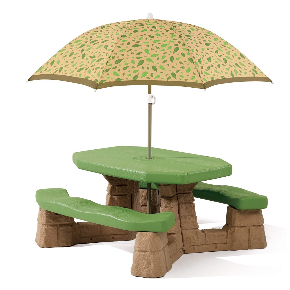 Step2 Naturally Playful Kids Picnic Table With Umbrella Durable Indooroutdoor Toys Seating For 6 Children Ages 3 Years Old