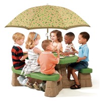 Step2 Naturally Playful Kids Picnic Table With Umbrella Durable Indooroutdoor Toys Seating For 6 Children Ages 3 Years Old