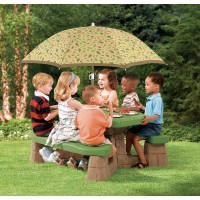 Step2 Naturally Playful Kids Picnic Table With Umbrella Durable Indooroutdoor Toys Seating For 6 Children Ages 3 Years Old