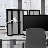 2 Ft Short Desktop Double Cross Shoji Screen - Black - 3 Panels