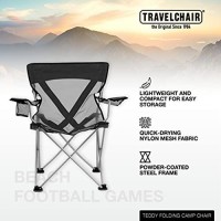 Travelchair Teddy Folding Camp Chair With Sheer Nylon Mesh For Hot Days, Black