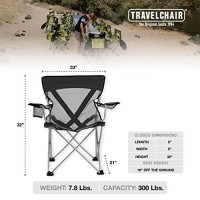 Travelchair Teddy Folding Camp Chair With Sheer Nylon Mesh For Hot Days, Black