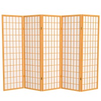 Oriental Furniture 5 Ft. Tall Window Pane Shoji Screen - Honey - 5 Panels