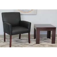 Boss Office Products Box Arm Guest Chair With Mahogany Finish In Black, 250