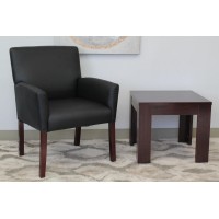 Boss Office Products Box Arm Guest Chair With Mahogany Finish In Black, 250