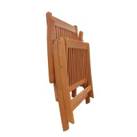Vifah V145 Outdoor Wood Folding Arm Chair With Multiple-Position Reclining Back