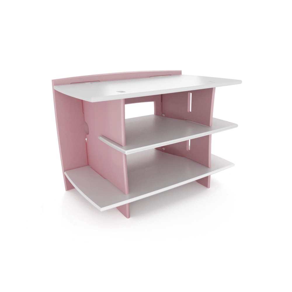 Legara Furniture Kids Gaming And Tv Media Stand, Standard Storage Unit For Bedroom, Basement, And Playroom, Pink And White