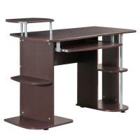 Complete Computer Workstation Desk With Storage. Color: Chocolate