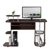 Complete Computer Workstation Desk With Storage. Color: Chocolate