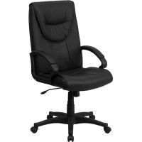 High Back Black Leather Executive Swivel Office Chair With Arms