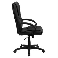 High Back Black Leather Executive Swivel Office Chair With Arms