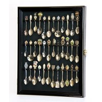 36 Spoon Display Case Wall Rack Cabinet Holder Box 98% Uv - Lockable -Black Finish