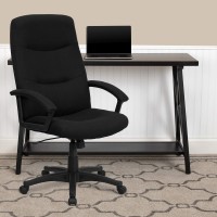 Flash Furniture Rochelle High Back Black Fabric Executive Swivel Office Chair With Two Line Horizontal Stitch Back And Arms