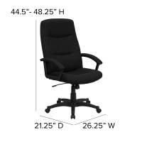 Flash Furniture Rochelle High Back Black Fabric Executive Swivel Office Chair With Two Line Horizontal Stitch Back And Arms