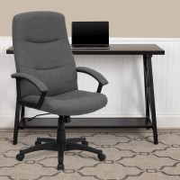 Flash Furniture Rochelle High Back Gray Fabric Executive Swivel Office Chair With Two Line Horizontal Stitch Back And Arms