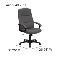 Flash Furniture Rochelle High Back Gray Fabric Executive Swivel Office Chair With Two Line Horizontal Stitch Back And Arms