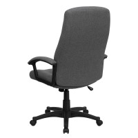 Flash Furniture Rochelle High Back Gray Fabric Executive Swivel Office Chair With Two Line Horizontal Stitch Back And Arms