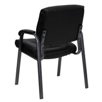 Flash Furniture Haeger Black Leathersoft Executive Side Reception Chair With Titanium Gray Powder Coated Frame