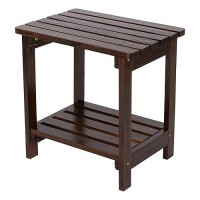 Shine Company Providence Rectangular Solid Wood Table  Outdoor Adirondack Small Patio Table - Burnt Brown